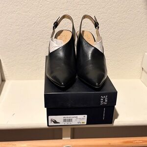 Naturalizer Black Leather Slingback Heels